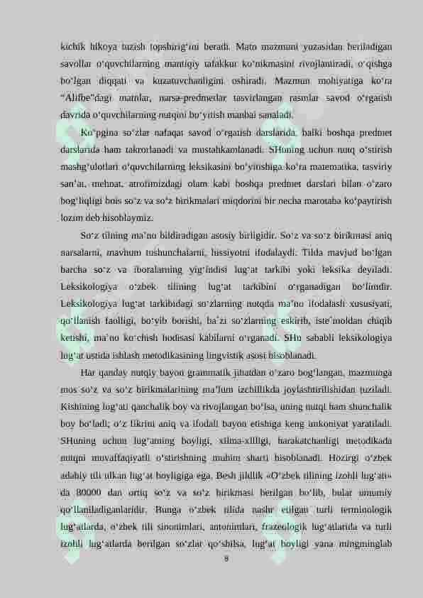 So‘z ma’nolarini tushuntirish metodikasi 8
