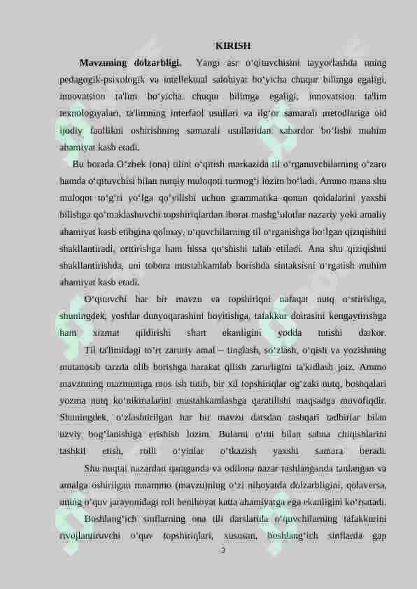 Boshlang‘ich sinflarda “gap bo‘laklari” mavzusida turli matodlardan foydalanish 3