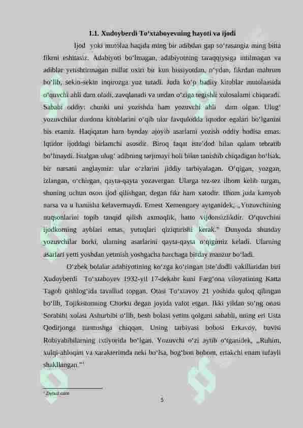 Boshlang‘ich sinflarda Xudoyberdi To‘xtaboyev ijodini o‘rganish 5