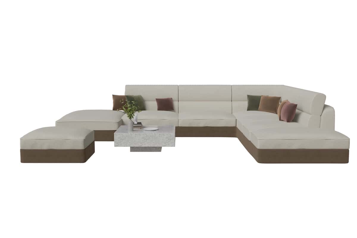 Keng, ushaped qismli, krem-jigarrang rangli, bir nechta modulli divan | Spacious ushaped sectional sofa cream brown featuring multiple modular 1