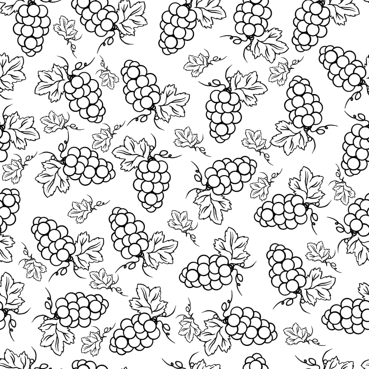 Uzum qo'lda chizilgan doodle eskizi izolyatsiya qilingan oq fonda muammosiz | Grapes hand drawn doodle sketch isolated white background seamless 1