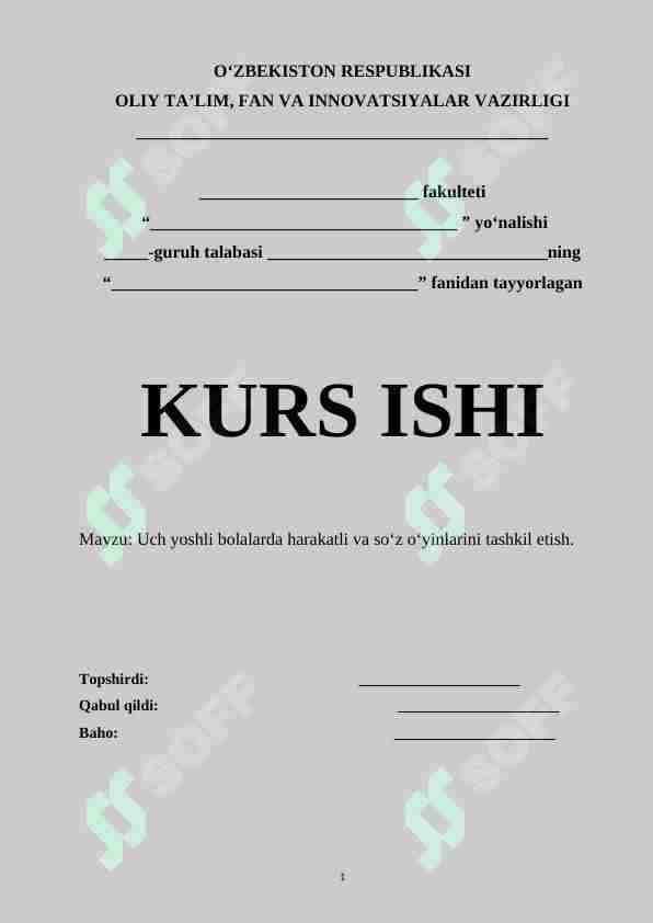 Uch yoshli bolalarda harakatli va so‘z o‘yinlarini tashkil etish.