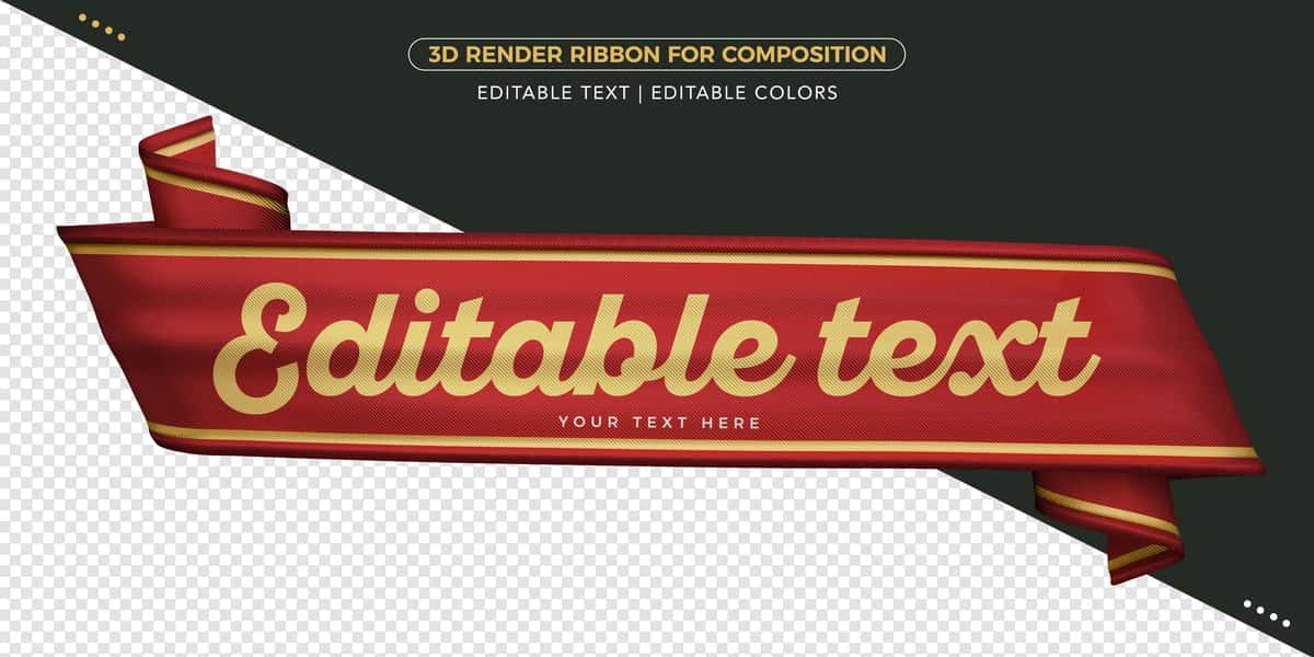 Tahrirlanadigan matnli 3D render lentasi | 3d render ribbon with editable text 1