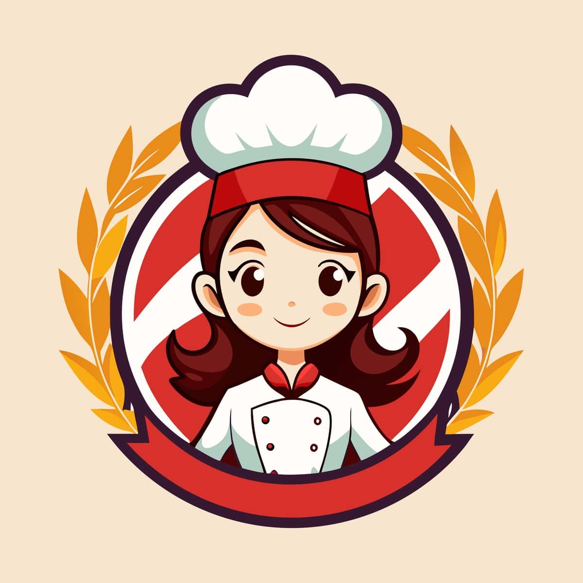 Ayol oshpaz logotipi vektori | Female chef logo vector 1