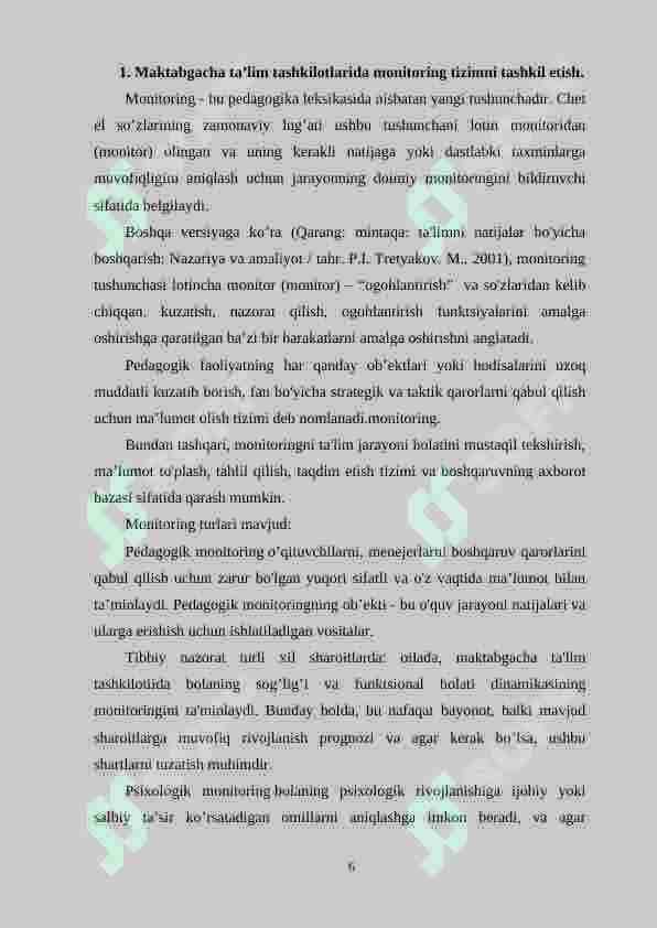 Maktabgacha ta’lim tashkilotida manitoring tizimni tashkil etish 6