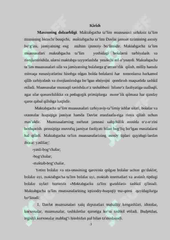 Oʻzbekiston mustaqillikka erishgandan keyingi davrdagi maktabgacha taʼlim. 3