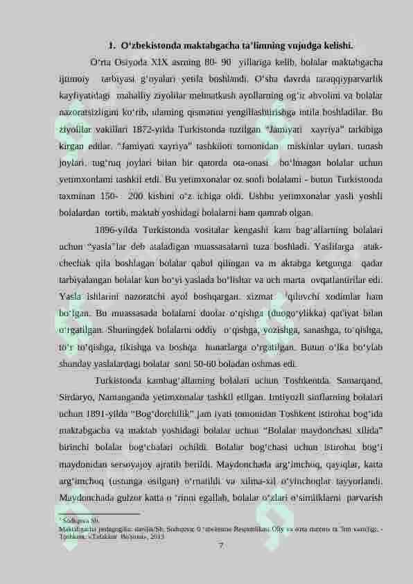 Oʻzbekiston mustaqillikka erishgandan keyingi davrdagi maktabgacha taʼlim. 7