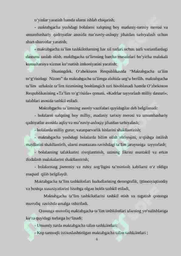 MAKTABGACHA YOSHDAGI BOLALARNI MAKTAB TA’LIMIGA TAYYORLASH NAZARYASI 6