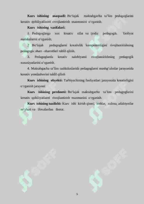 Bo‘lajak maktabgacha   ta’lim  pedagoglarini  kreativ qobiliyatlarini rivojlantirish  mazmuni 5