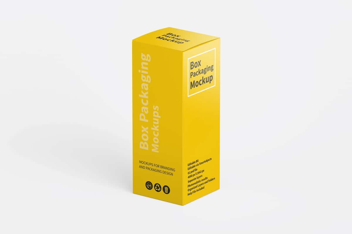 Vertikal quti qadoqlash maketi | Vertical box packaging mockup 1