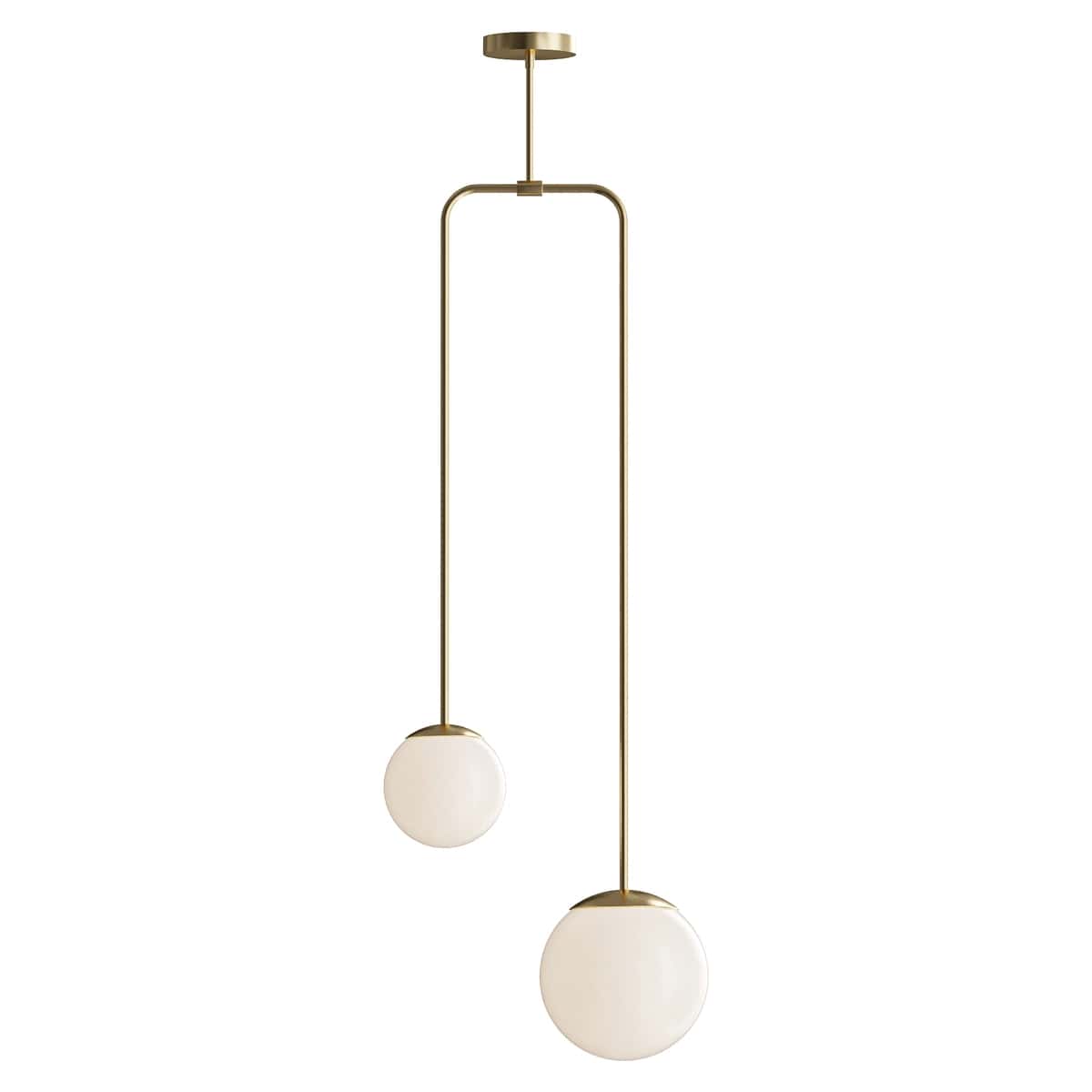 Modern brass chandelier with two shades 2