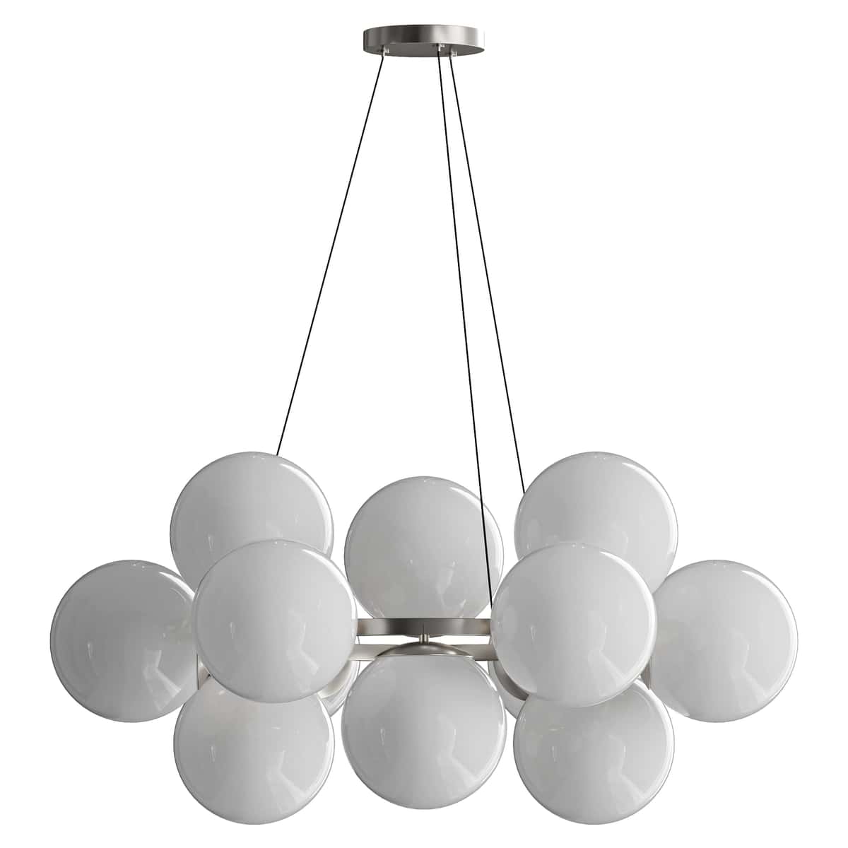 MyFar Aerton Nickel White Glass Molecule Chandelier 12 Light 2