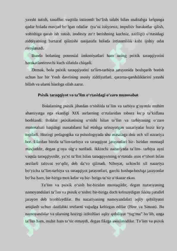 PSIXIK RIVOJLANISH VA UNI DAVRLASHTIRISH MUAMMOSI 8