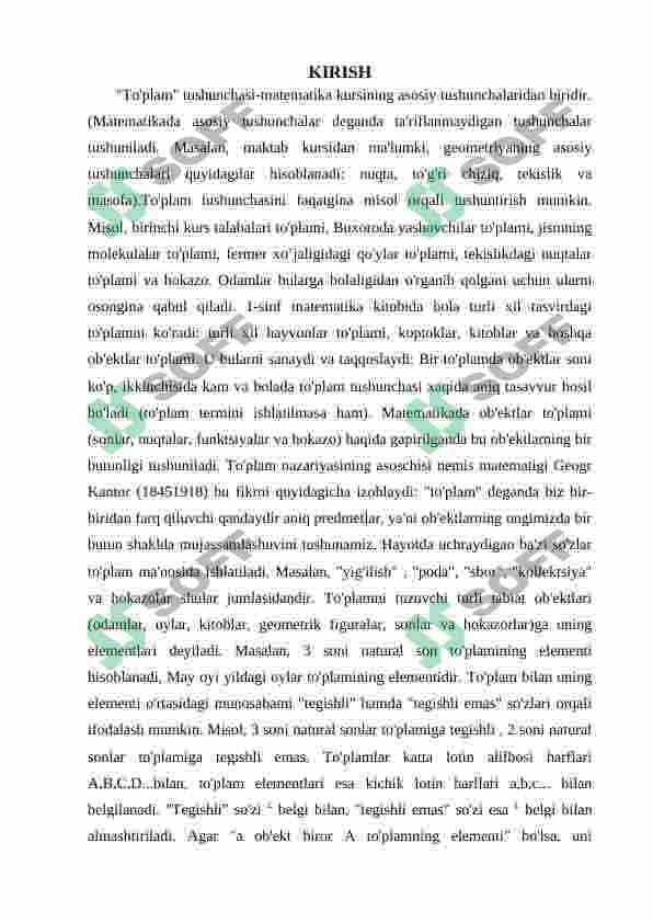 TO'PLAMLAR USTIDA AMALLAR VA ULARNING XOSSALARI. ISBOTLARI BILAN. EYLER-VENN DIAGRAMMASI 3