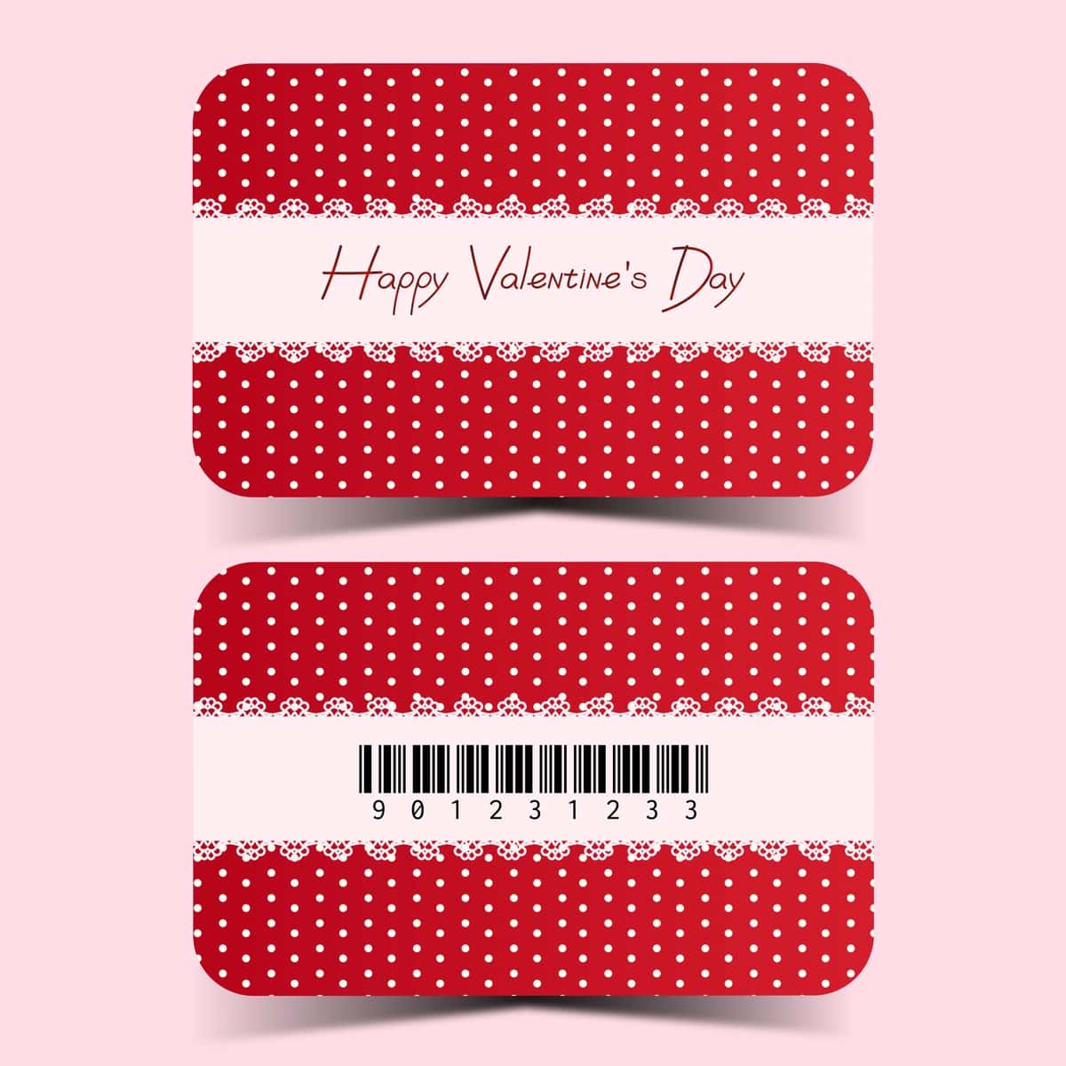 Muborak Sevishganlar kuni vaucher kartasi shablonining old tomoni | Happy valentines day voucher card template front back 1