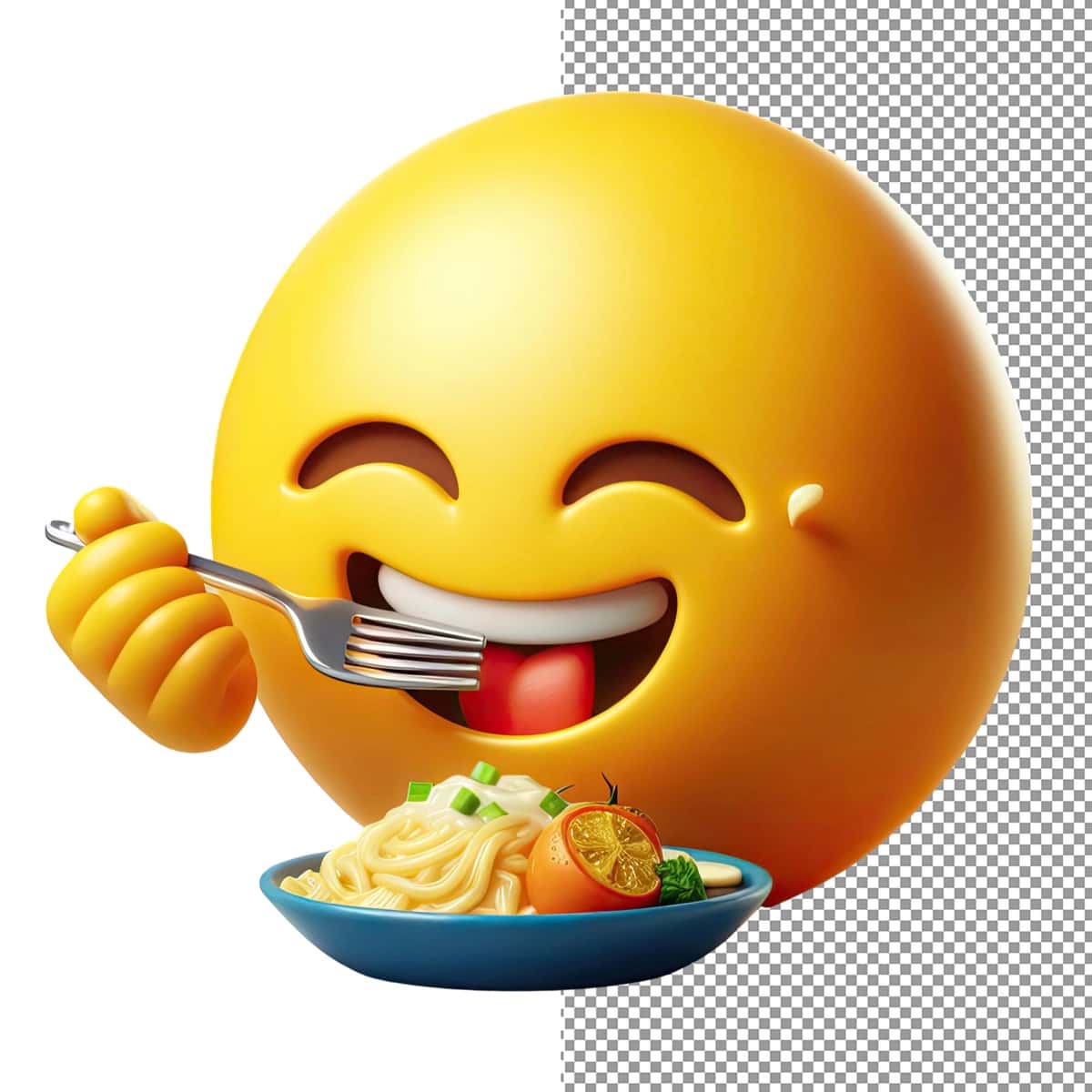 Izolyatsiya qilingan 3D sariq emoji yuzi png fonida ifodalangan hayajon | Expressive elation isolated 3d yellow emoji face png background 1