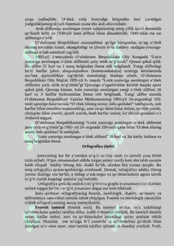 TIL VA YOZUV MASALALARI Yozuv haqida umumiy tushuncha. O‘zbek yozuvlari tarixi. O‘zbek yozuvlarining rivojlanish bosqichlari. Grafika. Orfografiya 2