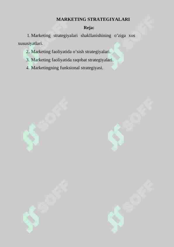 MARKETING STRATEGIYALARI 1