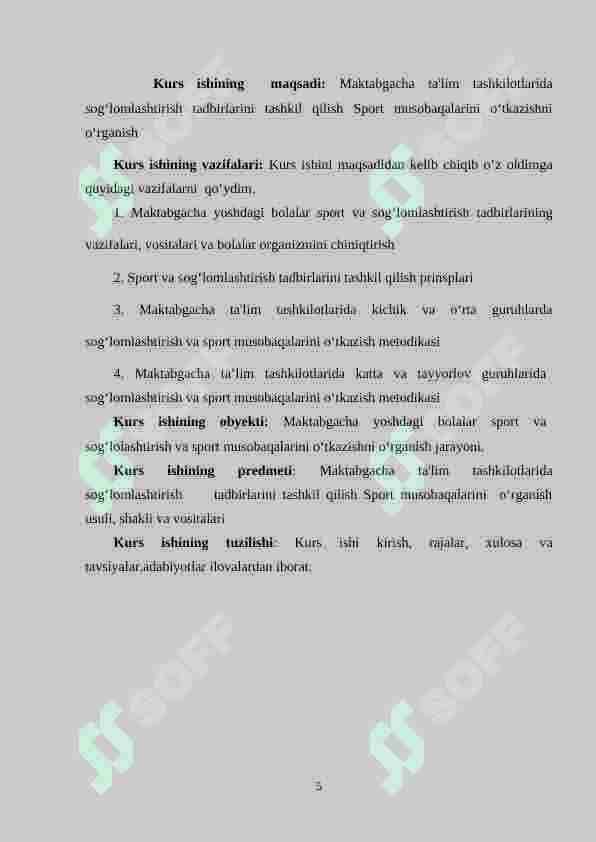 Maktabgacha ta'lim tashkilotlarida sog‘lomlashtirish tadbirlarini tashkil qilish. Sport musobaqalarini o‘tkazishning ahamiyati. 5