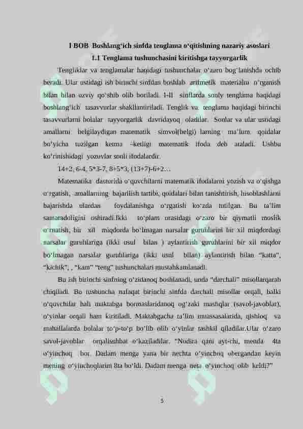 Tenglama tuzib yechiladigan masalalarni yechishga o‘rgatish metodikasi 5