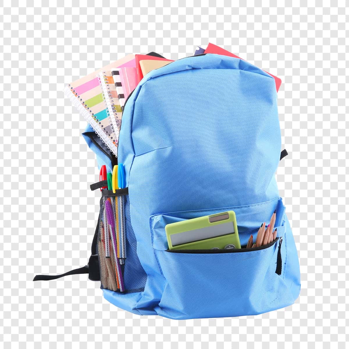 Asboblar bilan to'ldirilgan ko'k maktab ryukzagi | Blue school backpack filled with supplies 1
