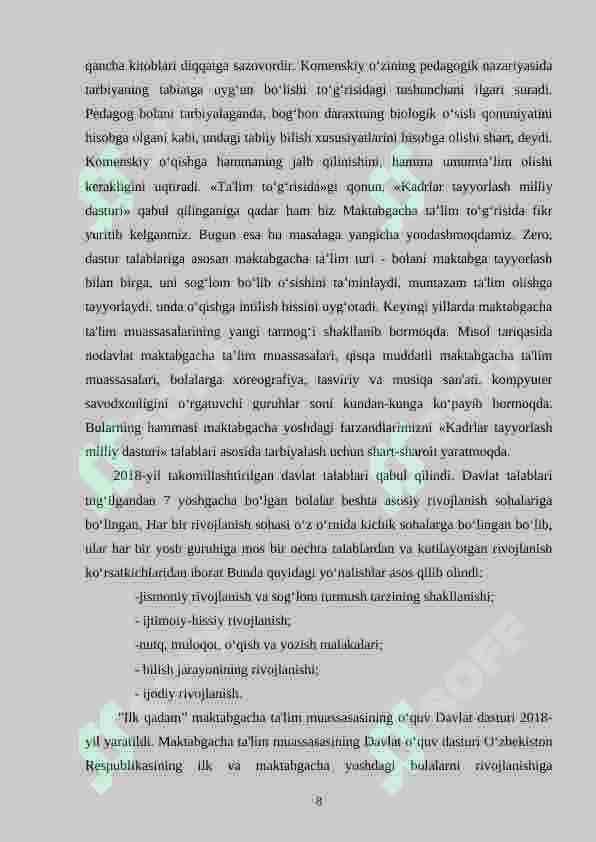 Maktabgacha ta’limga doir farmon, qaror va farmoishlarni sohaga keng tatbiq etish usullari 8