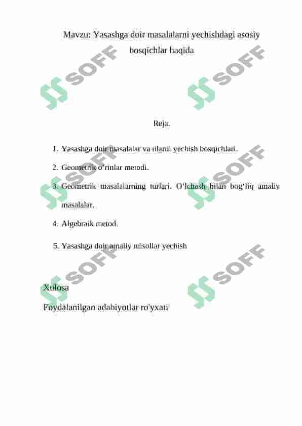 Yasashga doir masalalarni yechishdagi asosiy bosqichlar haqida 2
