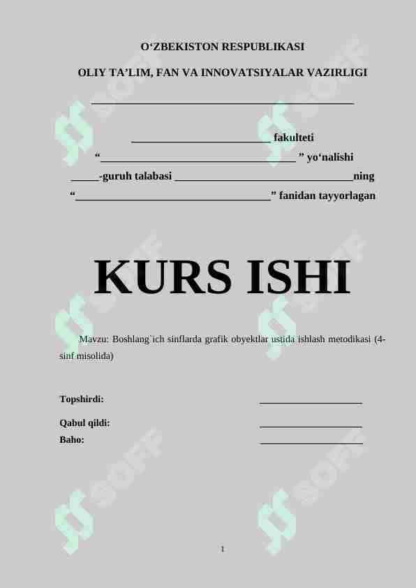 Boshlang`ich sinflarda grafik obyektlar ustida ishlash metodikasi (4-sinf misolida) 1