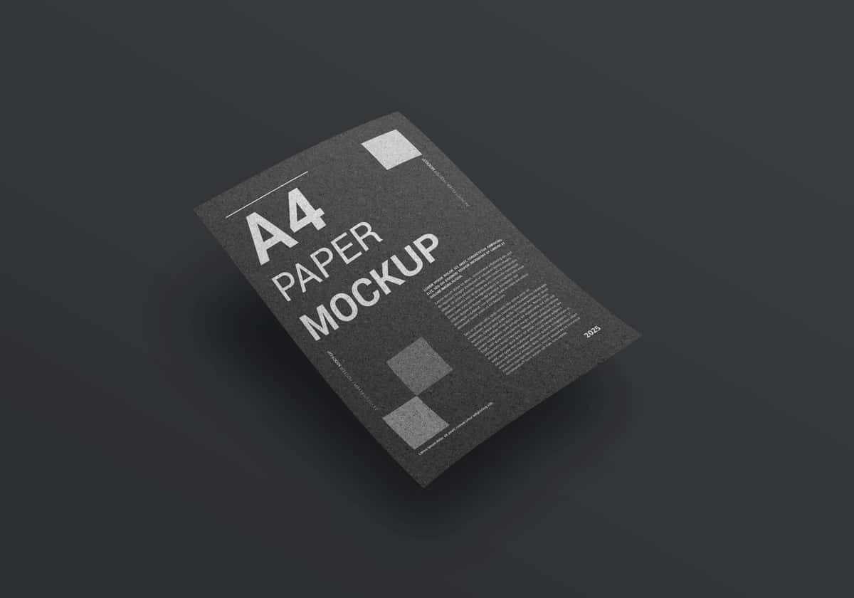 Qora a4 sahifa maketi dizayni qora fon | Black a4 page mockup design black background 1