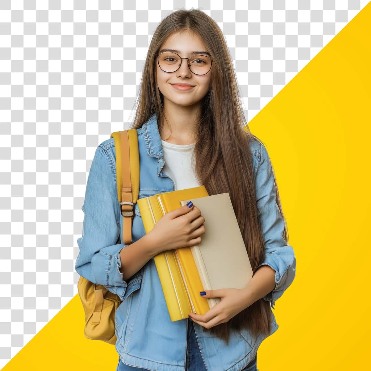 Png yosh qiz talaba baxtli fon | Png young girl student happy background 1
