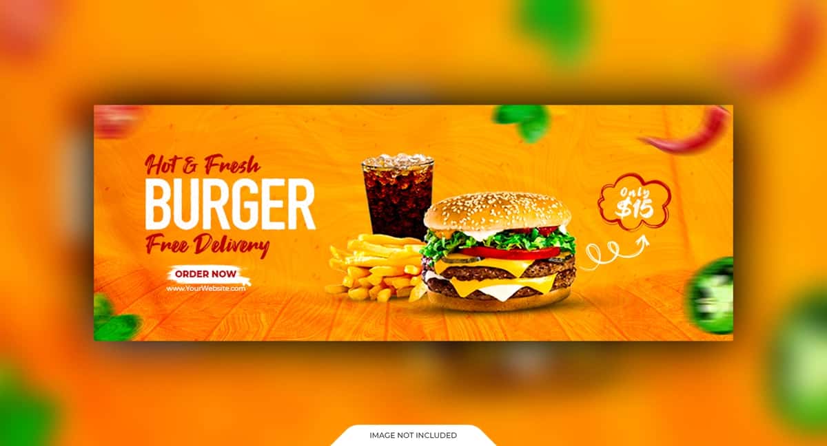 Restoran Facebook qopqog'i fotosurati taom menyusi shablonini | Restaurant facebook cover photo food menu template 1