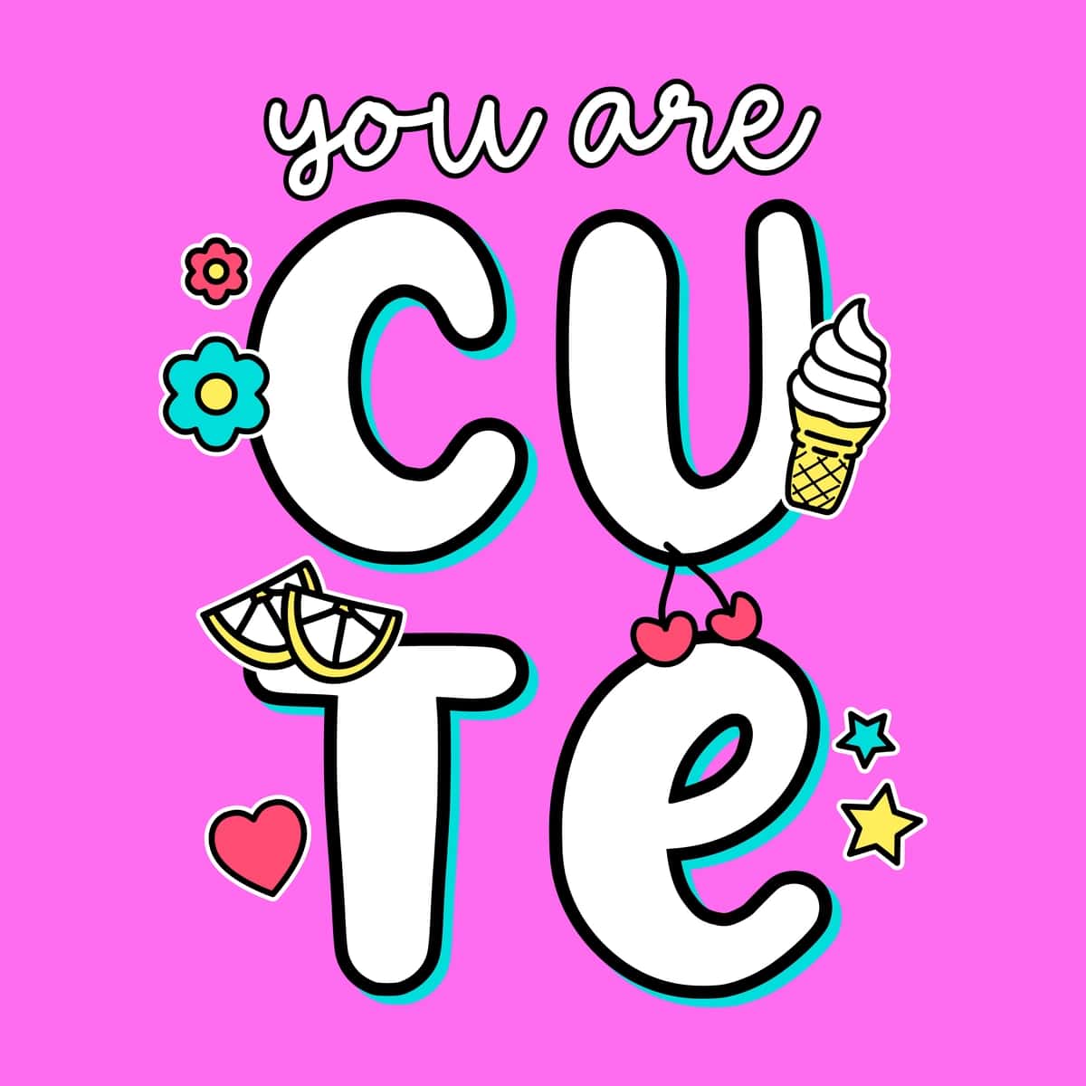 Siz dudllar bilan yoqimli matnsiz | You are cute text with doodles 1