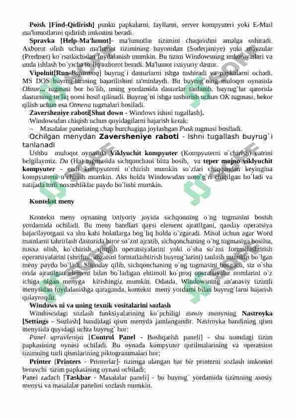 Windows operatsion tizimi. 8
