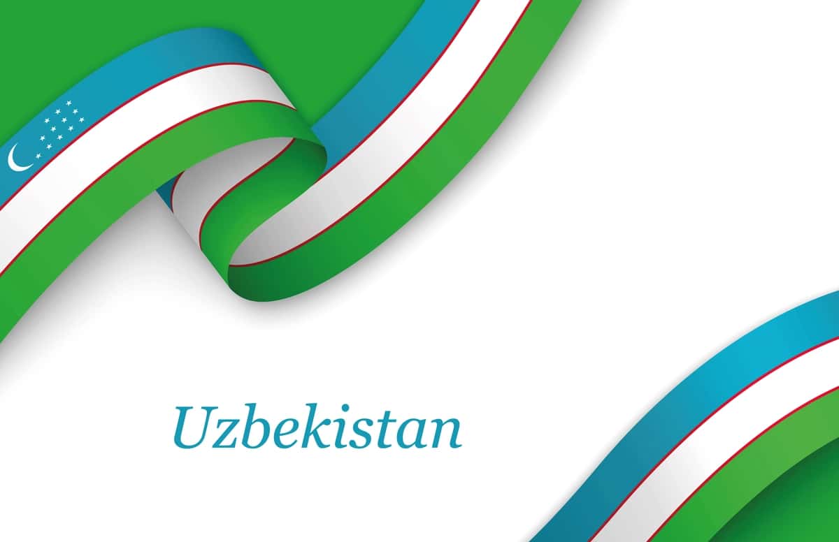 Oq fonda O'zbekiston bayrog'i tasvirlangan lenta | Ribbon with fllag uzbekistan white background 1