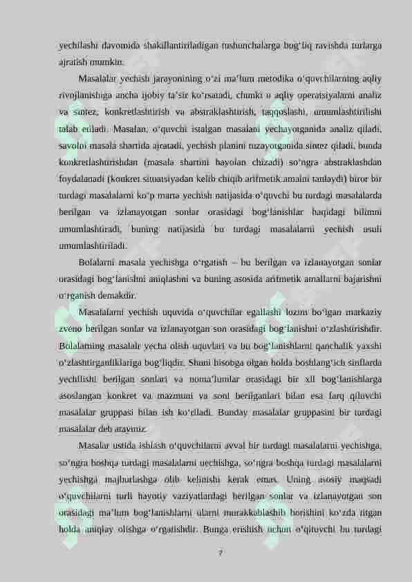 Boshlang'ich sinf o'quvchilariga jadvallar yordamida berilgan topshiriqlarni yechishga o'rgatish metodikasi (4-sinf misolida) 7