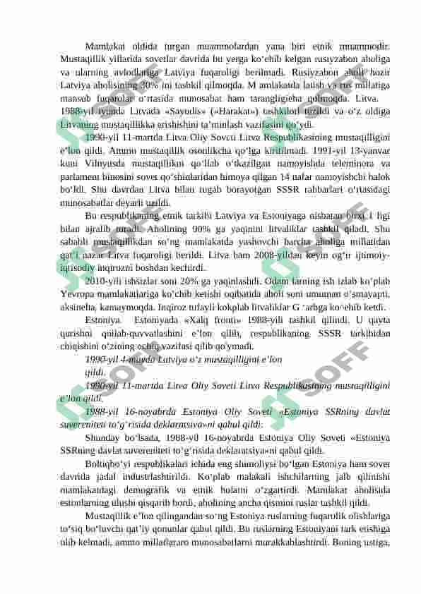 1991-2017 YILLARDA BOLTIQBO‘YI VA KAVKAZORTI DAVLATLAR. MARKAZIY OSIYO 2