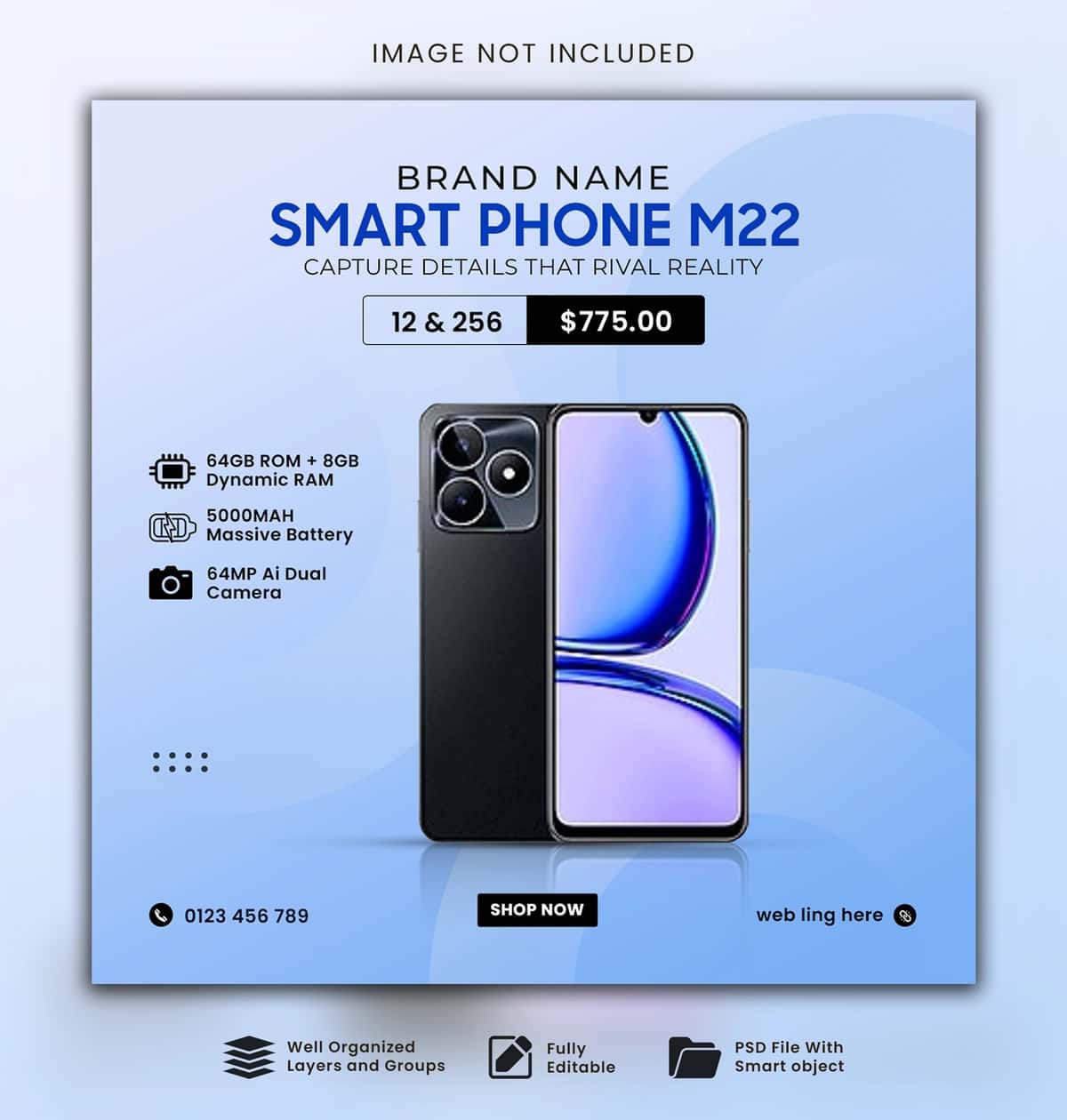 Smartfon sotuvi uchun ijtimoiy media poct banner shablonlari dizayni | Smart phone sale social media poct banner template design 1