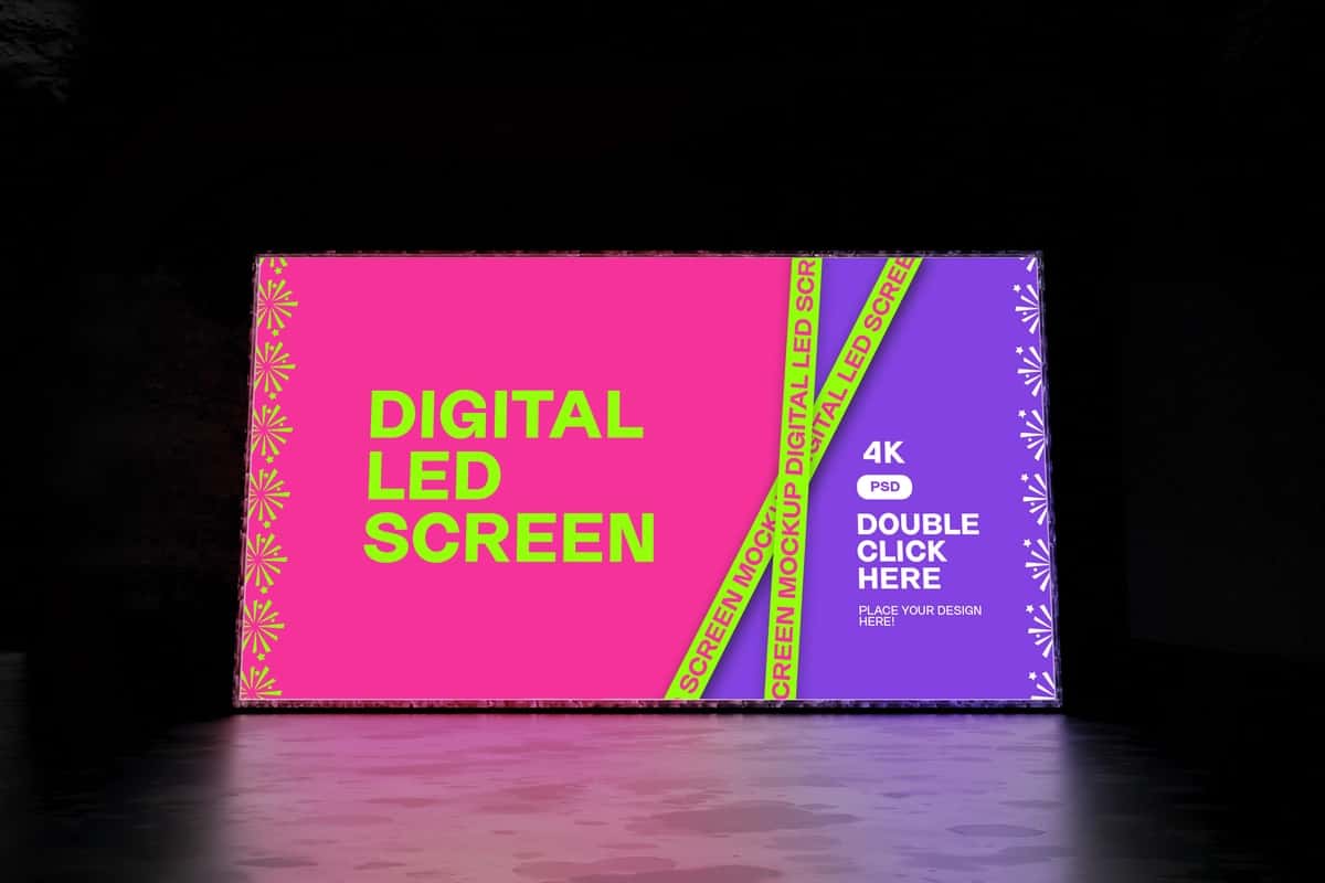Raqamli led ekran maketi shabloni | Digital led screen mockup template 1