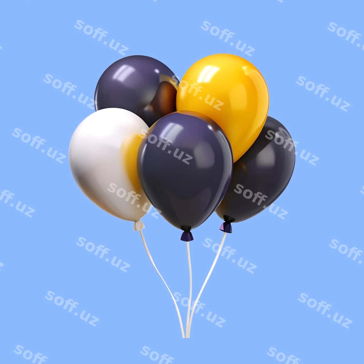 3d tug'ilgan kun sharqillari ikonka illustratsiyasi | 3d birthday balloons icon illustration 1