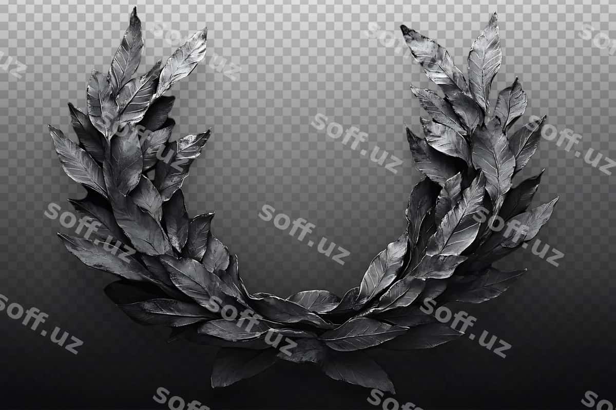 3D qora oq dafna gulchambar ramzi | 3d black white laurel wreath symbol 1
