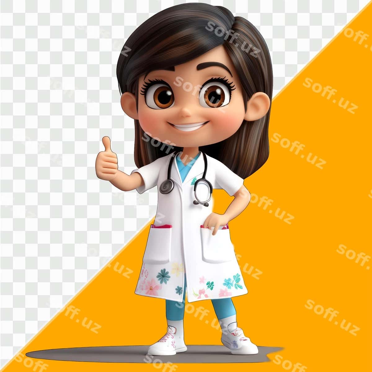3d karyokat qiz doktor | 3d cartoon girl doctor 1