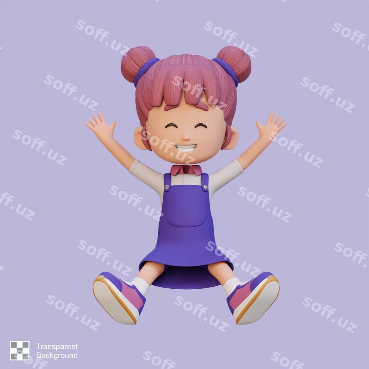 3d chiroyli qiz sakrab pozitsiya | 3d cute girl jumping pose 1