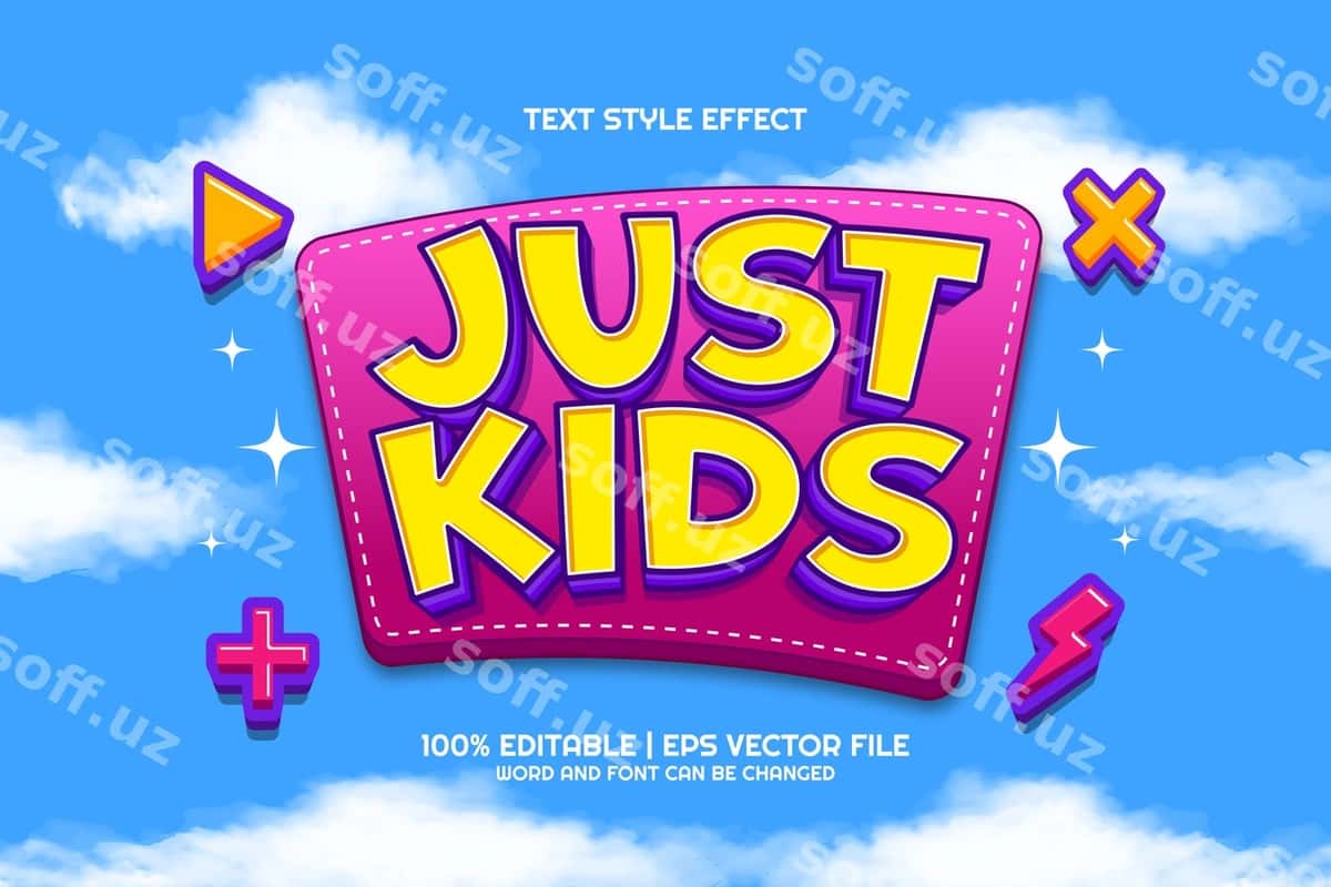 3d faqat bolalar uchun multfil'm tahrir qilish mumkin text effekti | 3d just kids cartoon editable text effect 1
