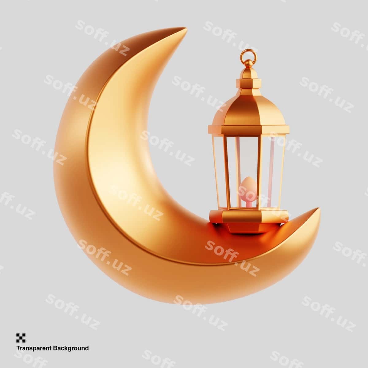 3d fonar yarım ay ikonasi | 3d lantern half moon icon 1