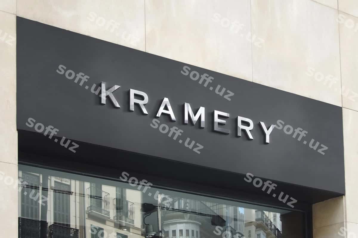 3d logotip namunasi zamonaviy fassad hrom tabela | 3d logo mockup modern facade chrome sign 1