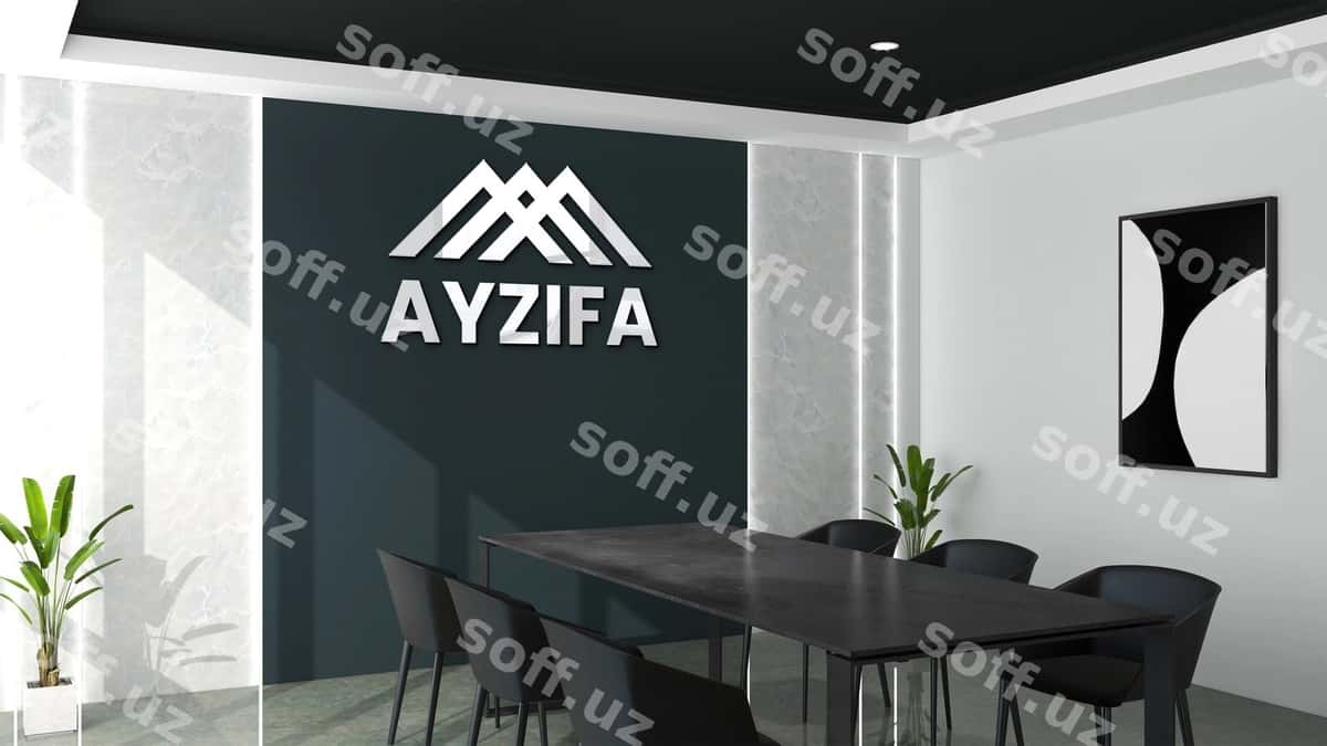 3d logo mockup zamonaviy ofis uchrashuv xonasi | 3d logo mockup modern office meeting room 1