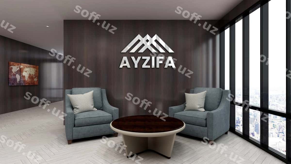 3d logo namuna ofis lobby kutish xonasi | 3d logo mockup office lobby waiting room 1