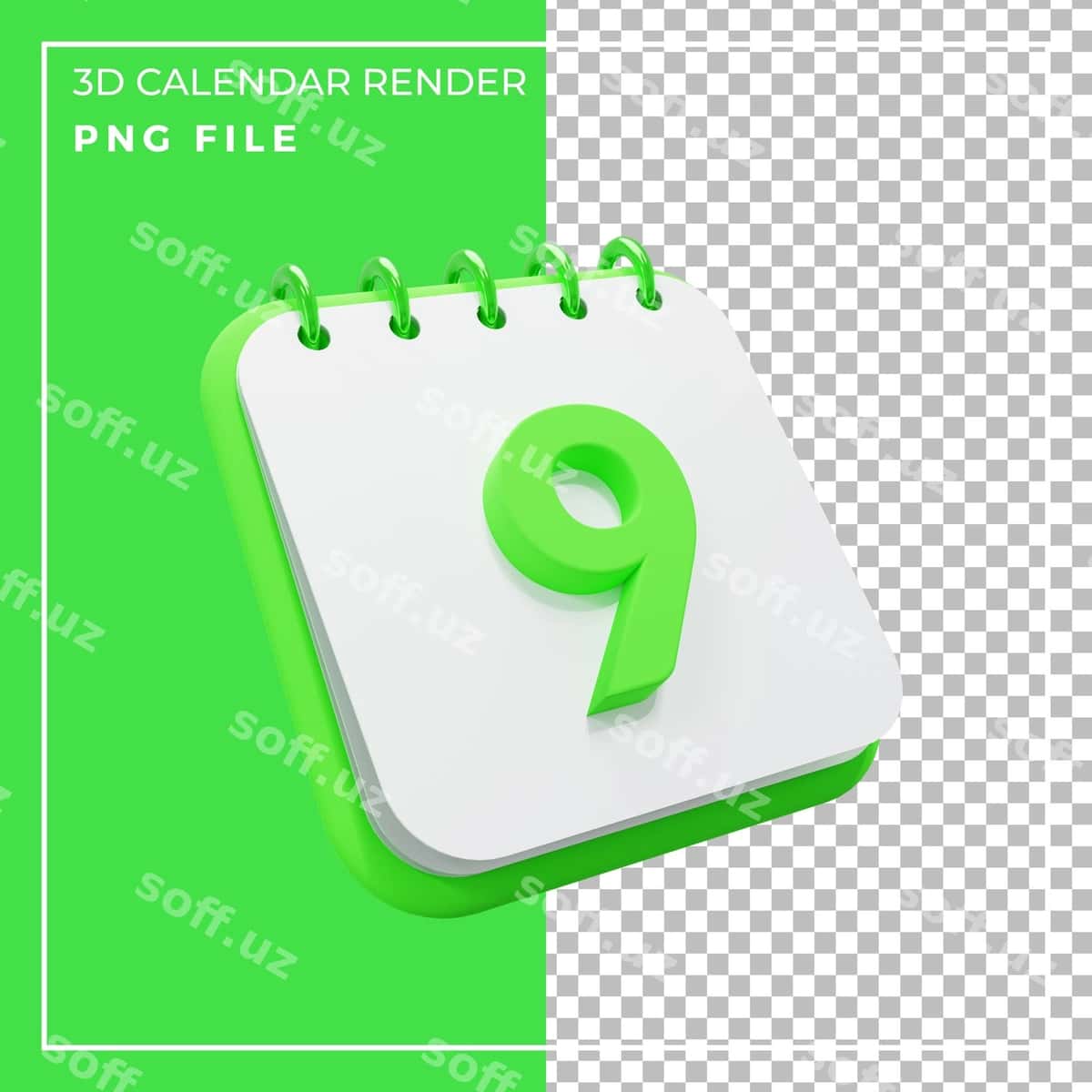 3D render to'qqiz kunlik takvim | 3d render calendar 9 day 1