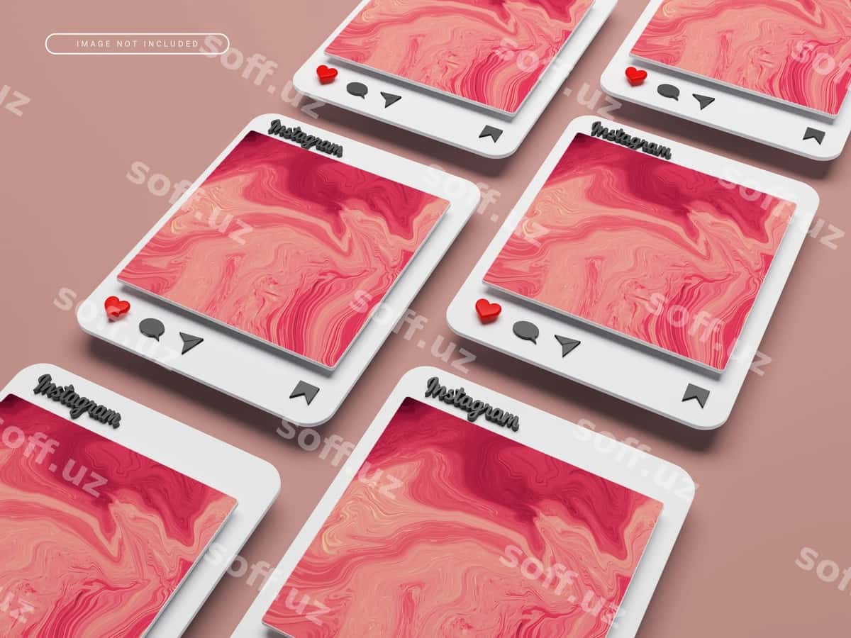 3d renderlangan Instagram posti namunasi | 3d rendered instagram post mockup 1