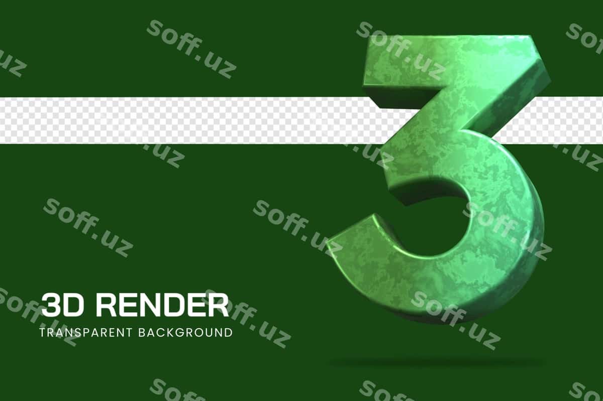 3D rendering 3-raqam ajralangan | 3d rendering number 3 isolated 1